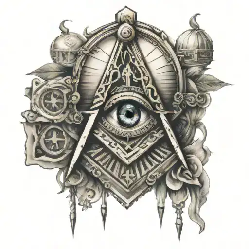 masonic symbols tattoo design idea