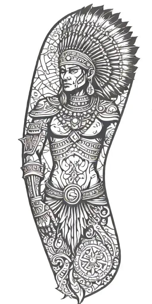 Indian Warrior hourglass custom sleeve tattoo design tattoo design idea