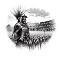 gladiator film wheat field merging into colleseum tattoo design idea