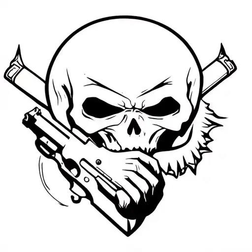 Grim Reaper holding a gun tattoo design idea