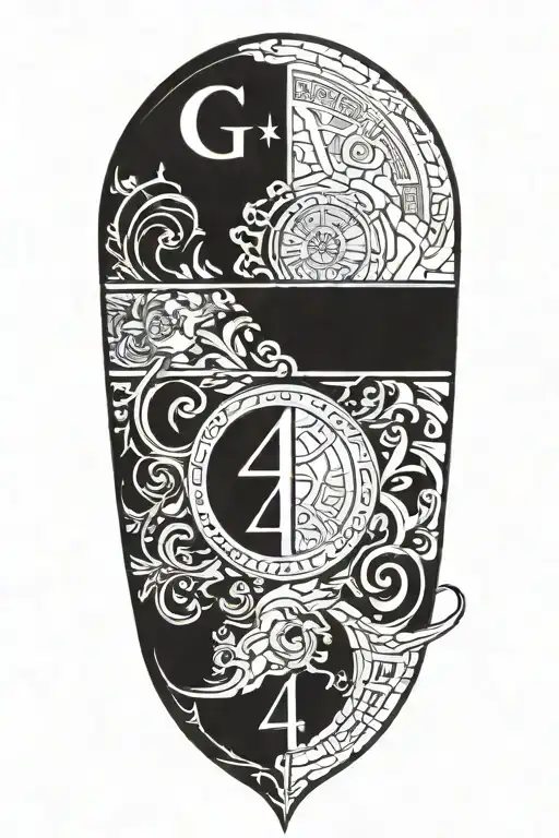 roman numerals 04 01 2024 with Latin quote se vis pacem para bellum with name GIA tattoo design idea