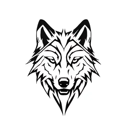 Wolf Head sillouette mechanical tattoo design idea