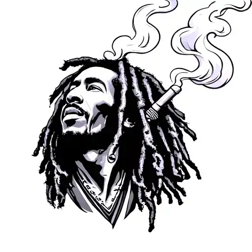 Bob Marley smoking tattoo design idea