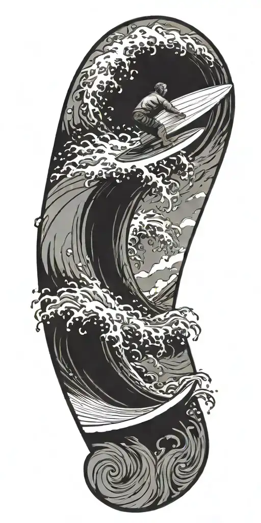 surfing tattoo design idea