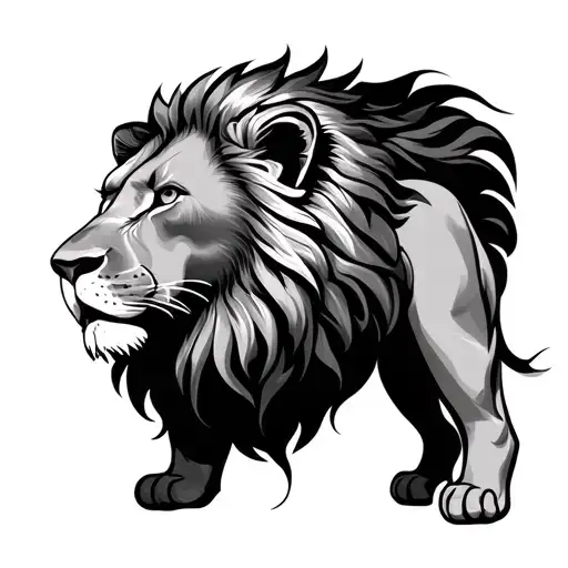 Fine Line Lion tattoo design idea