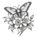 daffodil and mourning glory intertwined  tattoo design idea