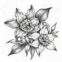 daffodil and mourning glory intertwined  tattoo design idea