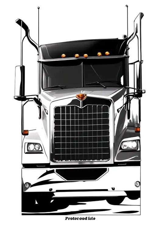 18 wheeler windshield looking into a sunset reflecting tattoo design idea