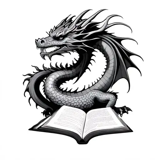 Dragon and Book tattoo design idea