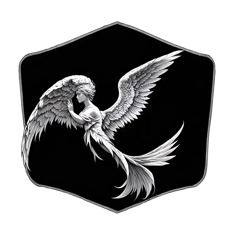 dark gaurdian angel for Pisces zodiac sign tattoo design idea