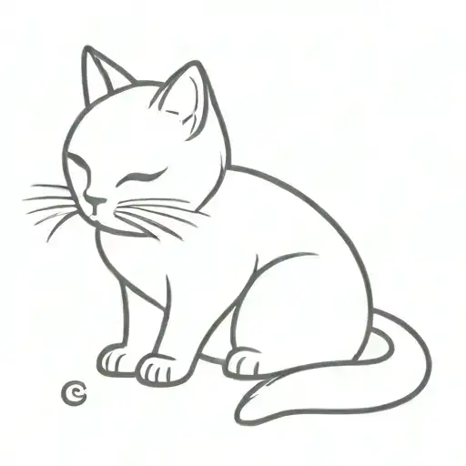  black lucky cat with a fluffy tail   tattoo design idea