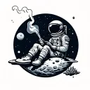 Picture an astronaut in a spacesuit sitting on the moon and going to smoke a bong. You can add stars and planets to the station tattoo design idea