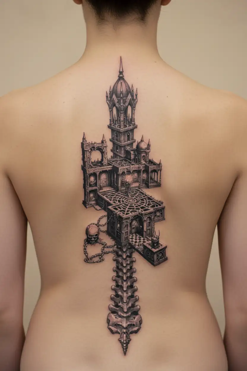 hellraiser labyrinth and chain room that's growing dim Illuminated tattoo design idea