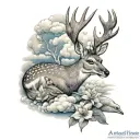 Deer Fish Paradise Dove clouds tattoo design idea