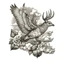 Deer Fish Paradise Dove clouds tattoo design idea
