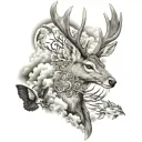 Deer Fish Paradise Dove clouds tattoo design idea