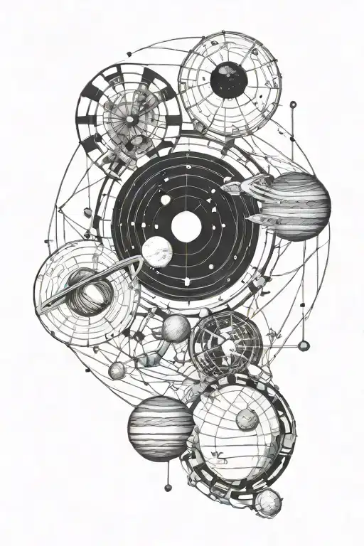 solar System, Hubble telescope and James Webb tattoo design idea