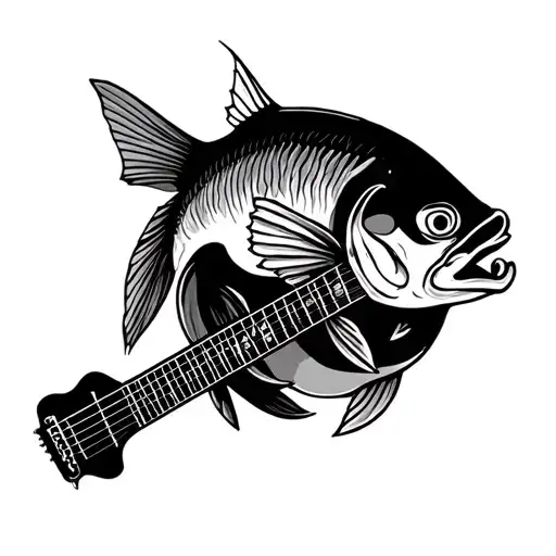 christ fish and guitar merging together to form tattoo design idea