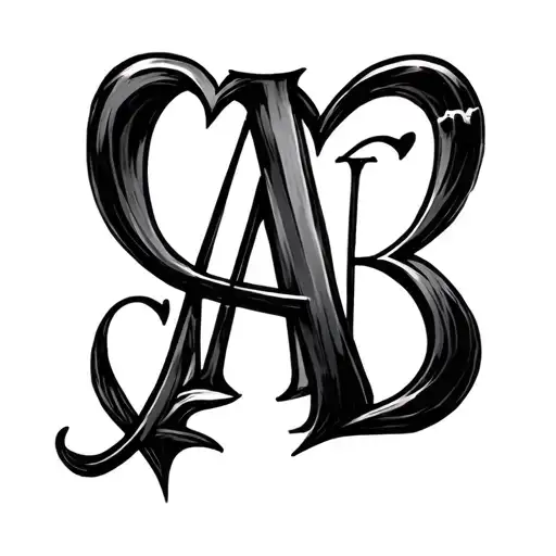"A B" Heart Initials tattoo design idea