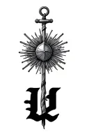 starburst with anchor representing a heavy life tattoo design idea