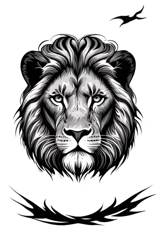 lion face tattoo design idea
