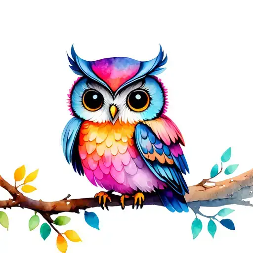 cute feminine owl tattoo design idea