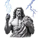 Zeus holding a lightning bolt intertwined symbolizing passion for teaching history  tattoo design idea