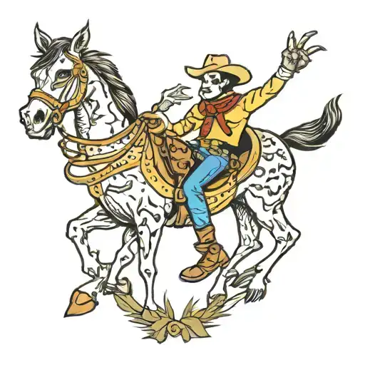 skelton cowboy howdy partner tattoo design idea