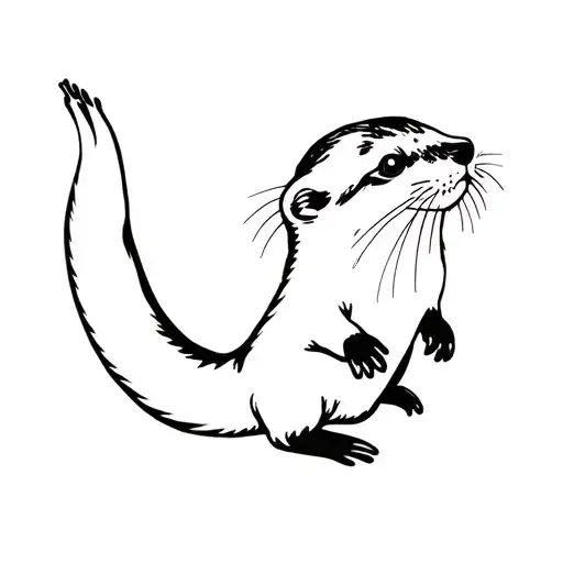 otter playing tattoo design idea