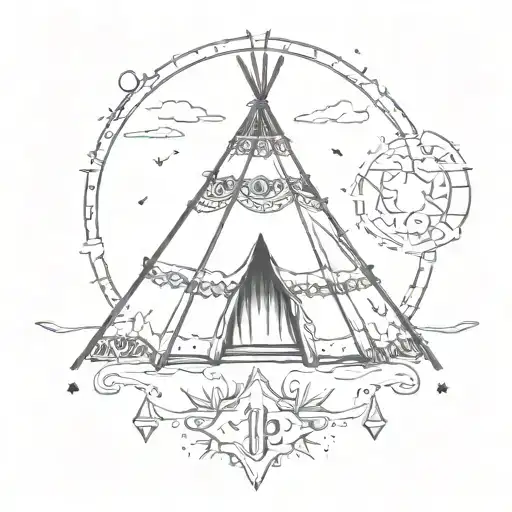 teepee with the initials B and C  tattoo design idea