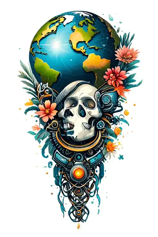 world travel tattoo design idea