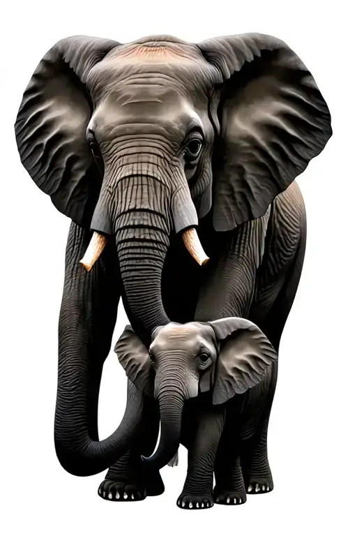 elephant with baby elephant tattoo design idea