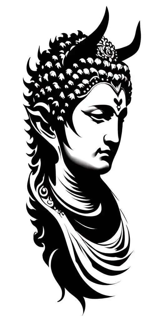buda half meditating devil face tattoo tattoo design idea