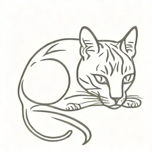 bengal cat curled tattoo design idea