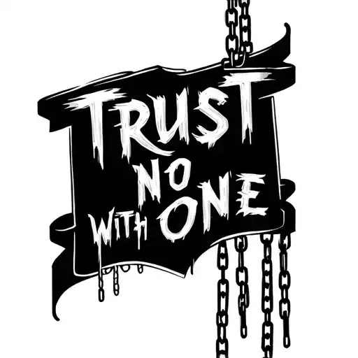  trust no one with chains hanging off the one  tattoo design idea