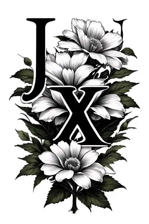 "Jade x" flower growing tattoo design idea