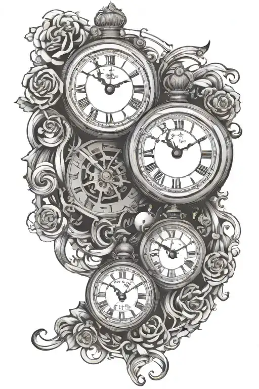 three clock tattoo design idea