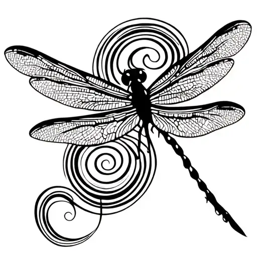 dragonfly and spiral pattern tattoo design idea