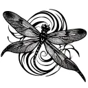 dragonfly and spiral pattern tattoo design idea