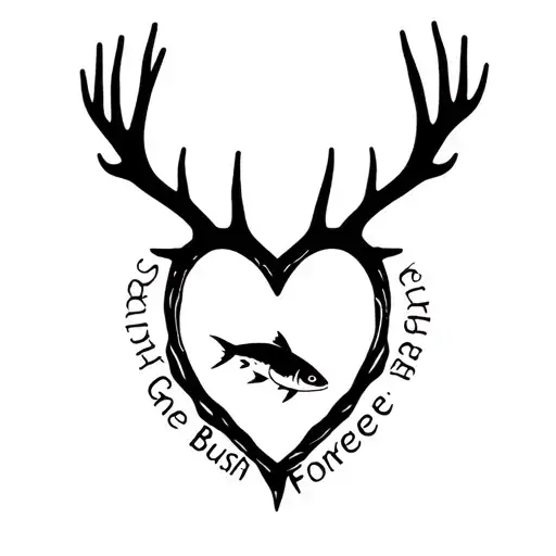 "Gone Bush Forever Free" "Gone Bush Forever Free" "Gone Bush Forever Free" "Gone Bush Forever Free" deer antlers making a heart with a fish jumping tattoo design idea
