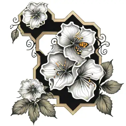 honeycomb and vine intertwined tattoo design idea