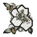 honeycomb and vine intertwined tattoo design idea