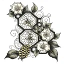 honeycomb and vine intertwined tattoo design idea