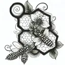 honeycomb and vine intertwined tattoo design idea