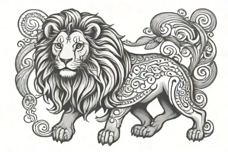 zodiac sign Leo and birthday roma gypsy symbol tattoo design idea