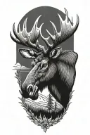 bull moose head tattoo design idea