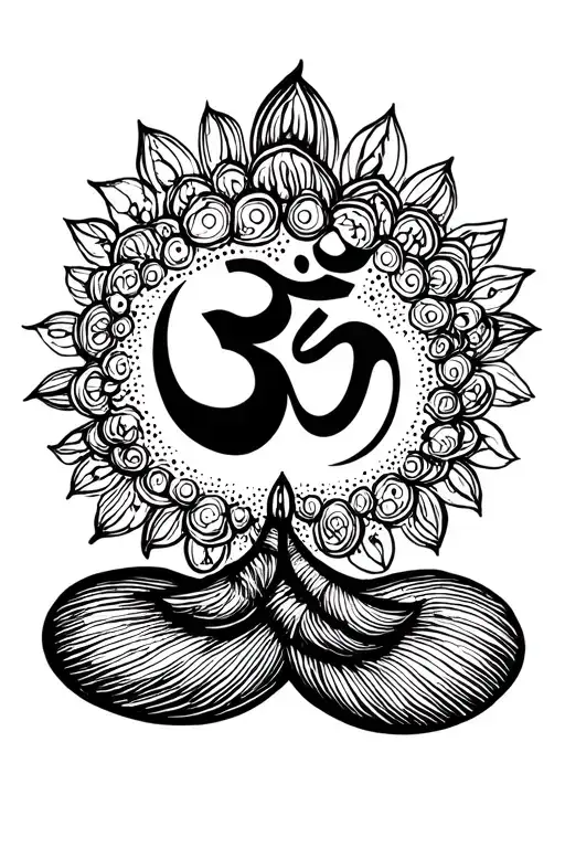 small tattoo,Yoga, OM symbol, poke dots, minimal line art tattoo design idea