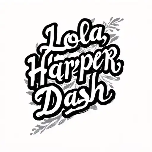 "Lola, Harper, Dash" handwriting tattoo design idea