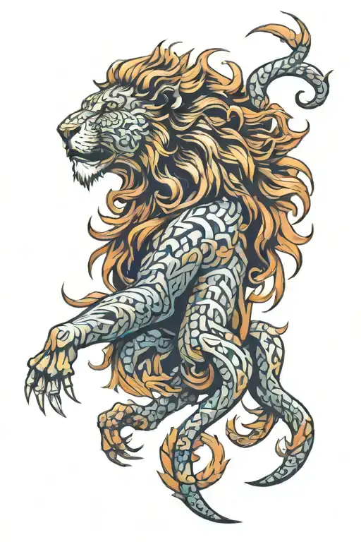 lion, 20.08.2013, scorpion, chicano style tattoo design idea