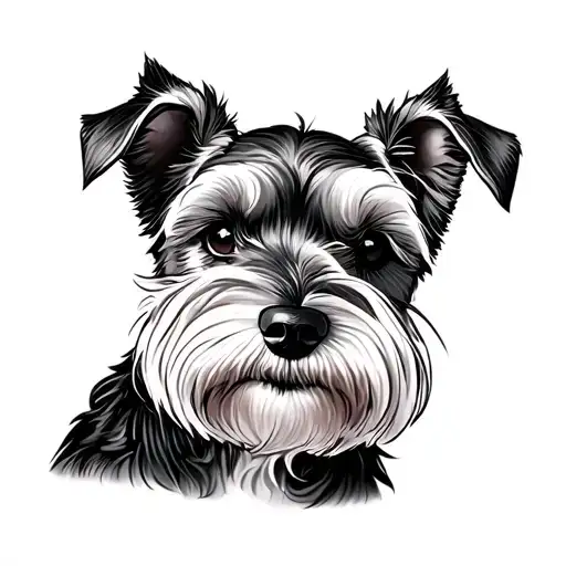 Miniature Schnauzer heartbeat tattoo design idea